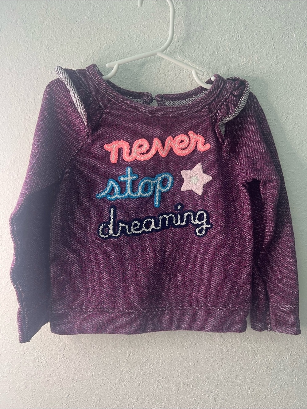 Girls' Cat & Jack 3T Purple 'Never Stop Dreaming' Pullover Sweatshirt
